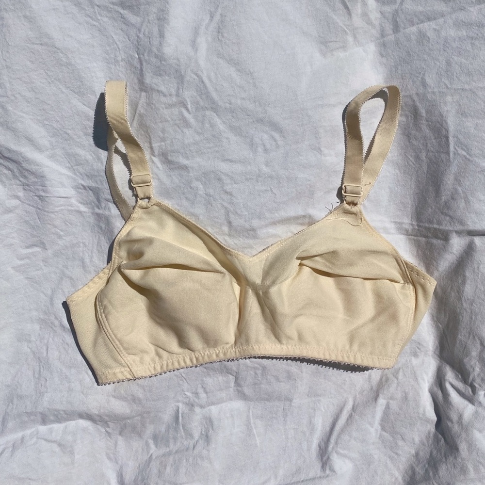 SOLD Vintage Sarong Seems-Less Simple Cream Bra